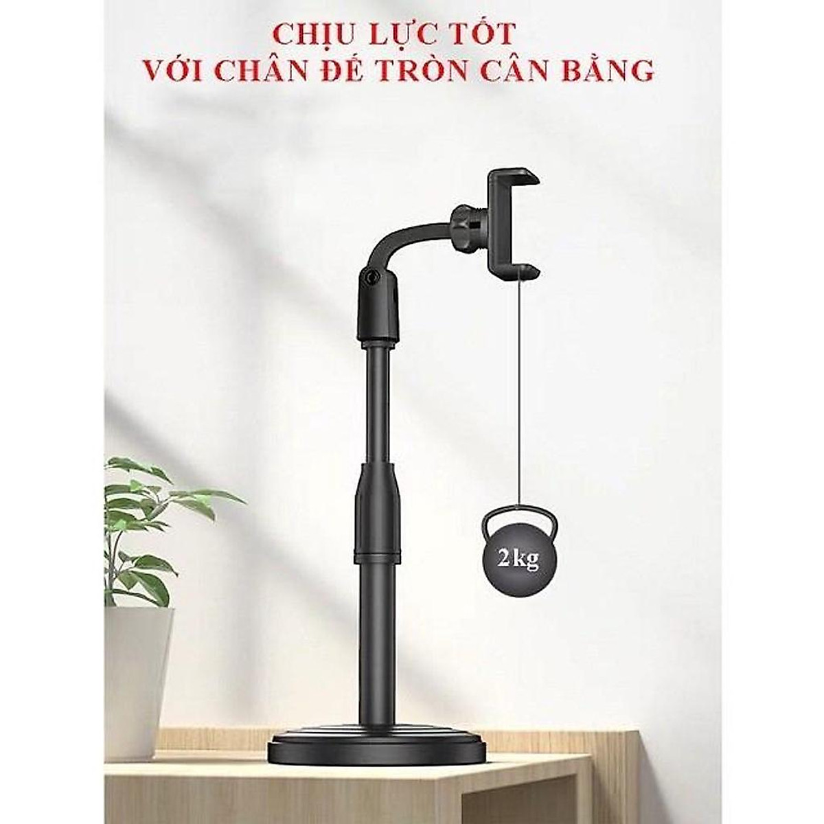 Giá đỡ điện thoại để bàn, chân đến để bàn dùng livestream, quay video, ghi hình xoay 360 độ - Hàng Chính hãng miDoctor