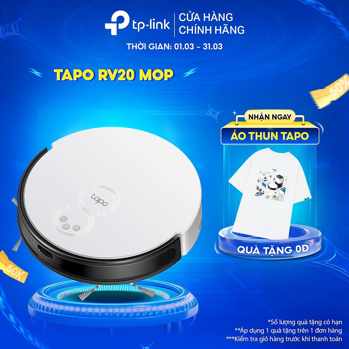 Robot Hút Bụi Và Lau Nhà TP-Link Tapo RV20 Mop / RV20 Mop Plus Điều Hướng LiDar MagSlim - Hàng Chính Hãng