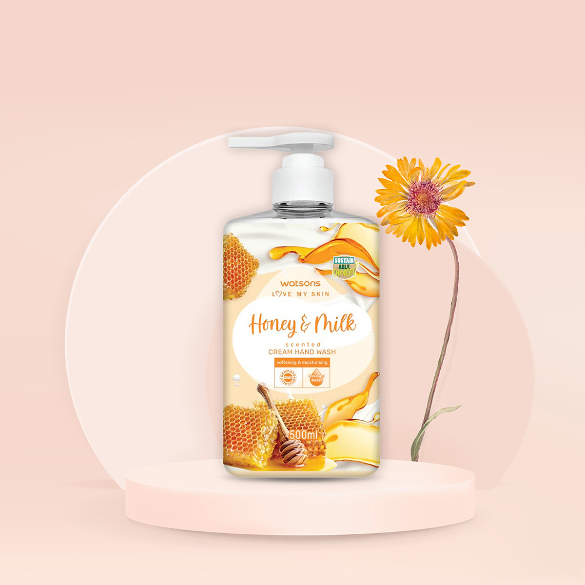 Kem Rửa Tay Watsons Love My Skin Honey Milk Scented Cream Hand Wash 500ml