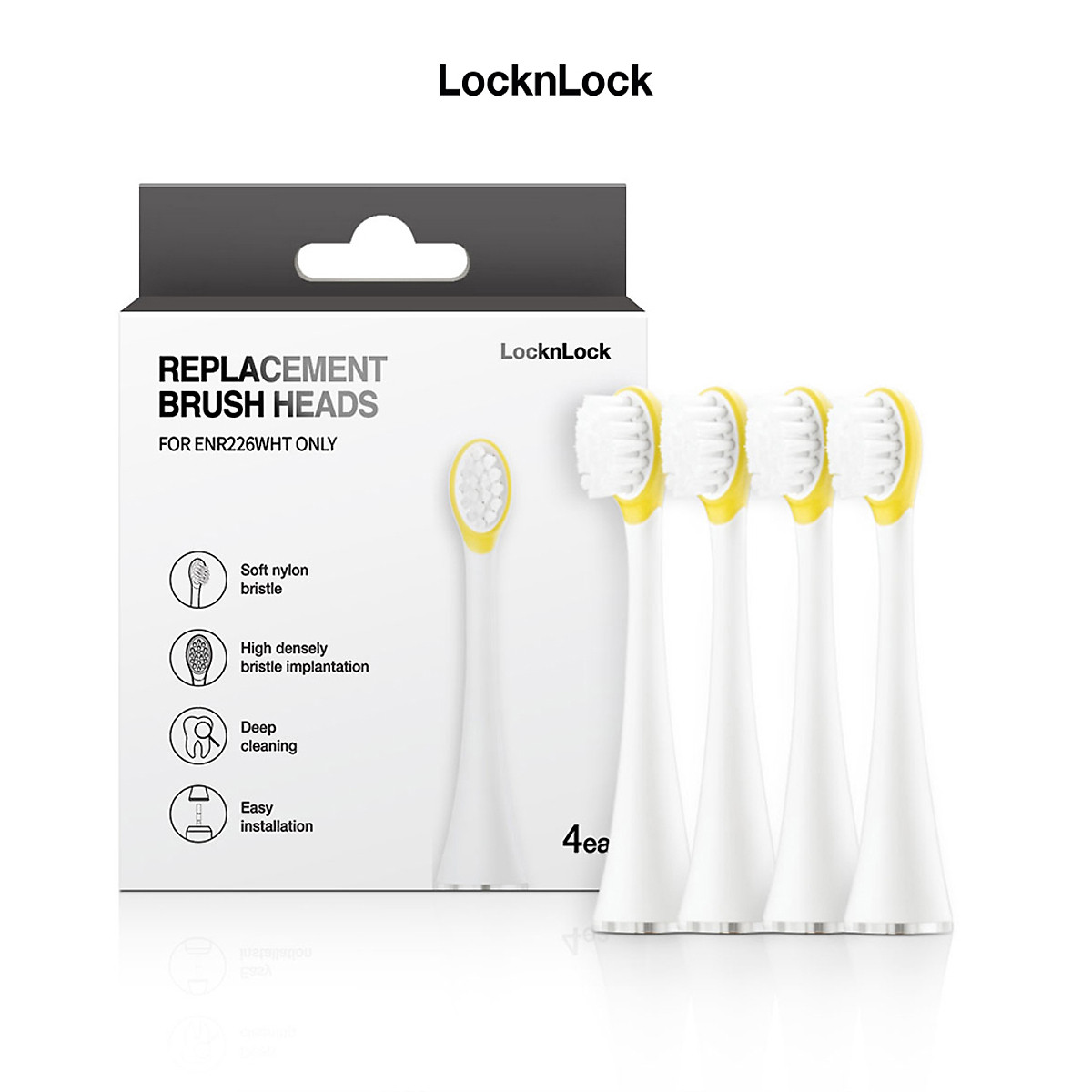 Đầu bàn chải điện cho bé LocknLock ENR226WHT-RB- 4pcs- Màu Trắng