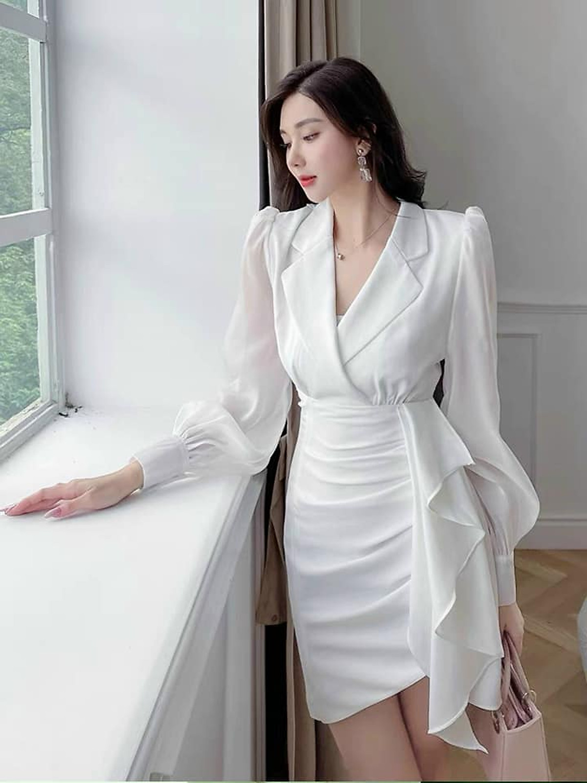 Bộ áo giả váy cổ vest phối 4 nút xẻ tà và quần short sang trọng  Hàng đẹp  với giá tốt nhất
