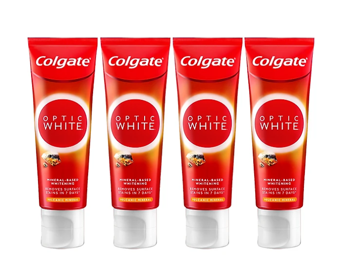 Bộ 4 kem đánh răng làm trắng răng Colgate Optic White từ khoáng núi lửa 100g