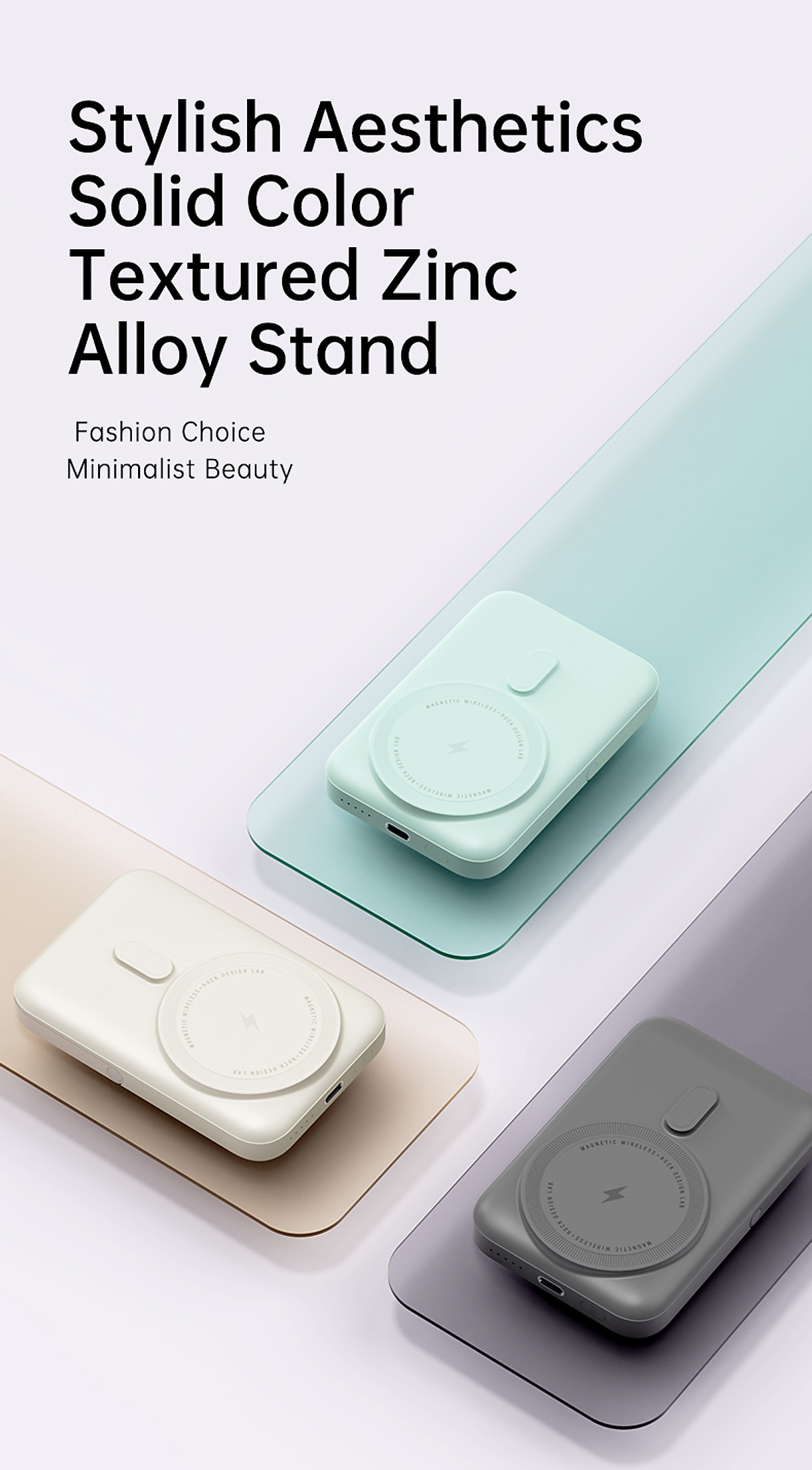 Pin sạc dự phòng không dây kèm giá đỡ điện thoại Rockspace P20 SE sạc nhanh PD 20W 10000mAh - Hàng chính hãng bảo hành 12 tháng