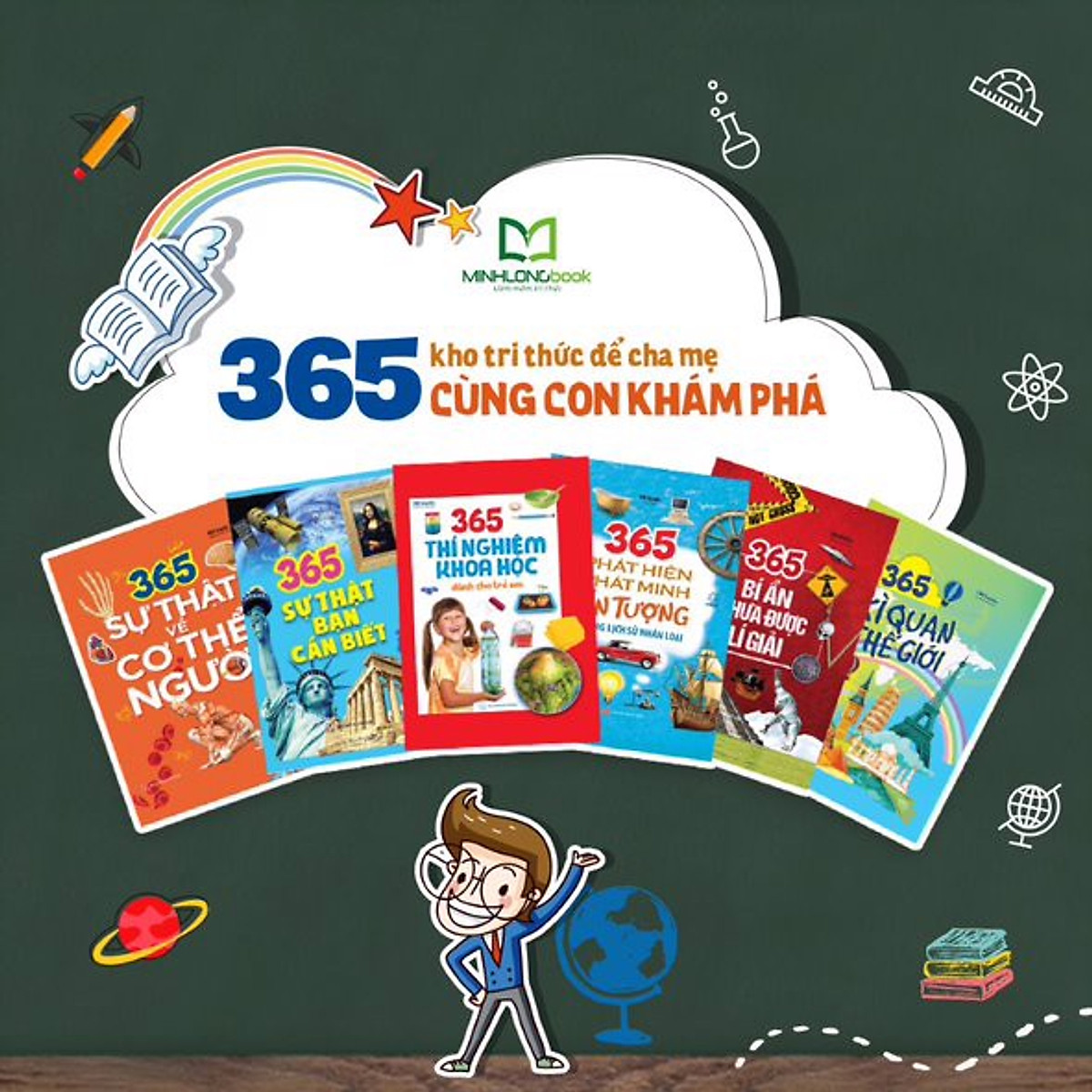 Combo 6 Cuốn: 365 Kỳ Quan Thế Giới + 365 Thí Nghiệm Khoa Học Dành Cho Trẻ Em + 365 Sự Thật Về Cơ Thể Người + 365 Phát Hiện Và Phát Minh Ấn Tượng Trong Lịch Sử Nhân Loại + 365 Bí ẩn Chưa Được Lí Giải + 365 Sự Thật Bạn Cần Biết