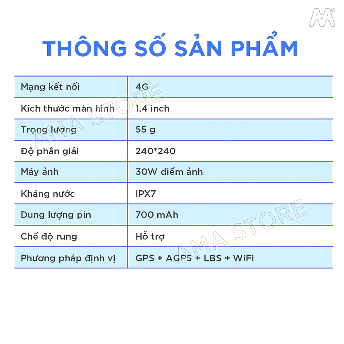 Đồng hồ Thông minh Trẻ em Học sinh Cao cấp Gọi Video call, Định vị Chính xác Vị trí 5-10m AMA Watch D31 Hàng nhập khẩu