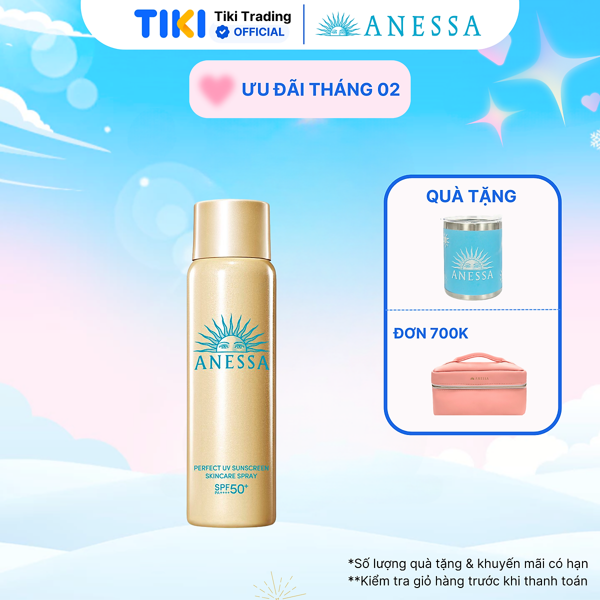 Kem chống nắng dạng xịt dưỡng da bảo vệ hoàn hảo Anessa Perfect UV Sunscreen Skincare Spray SPF 50+ PA++++ 60g