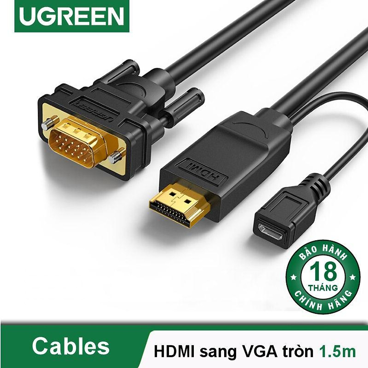 Mua Cáp HDMI sang VGA UGREEN MM117 Hàng chính hãng 1.5m tròn 30449