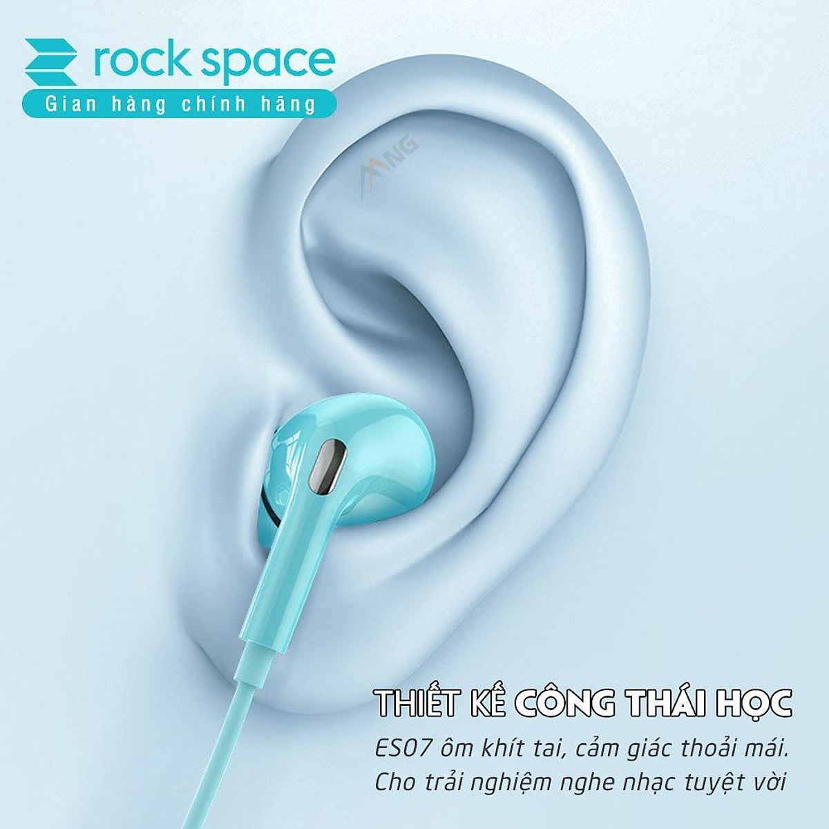 Tai nghe có dây nhét tai Rockspace ES07 chuẩn cắm 3.5 có mic chơi game nghe nhạc - Hàng chính hãng bảo hành 1 năm
