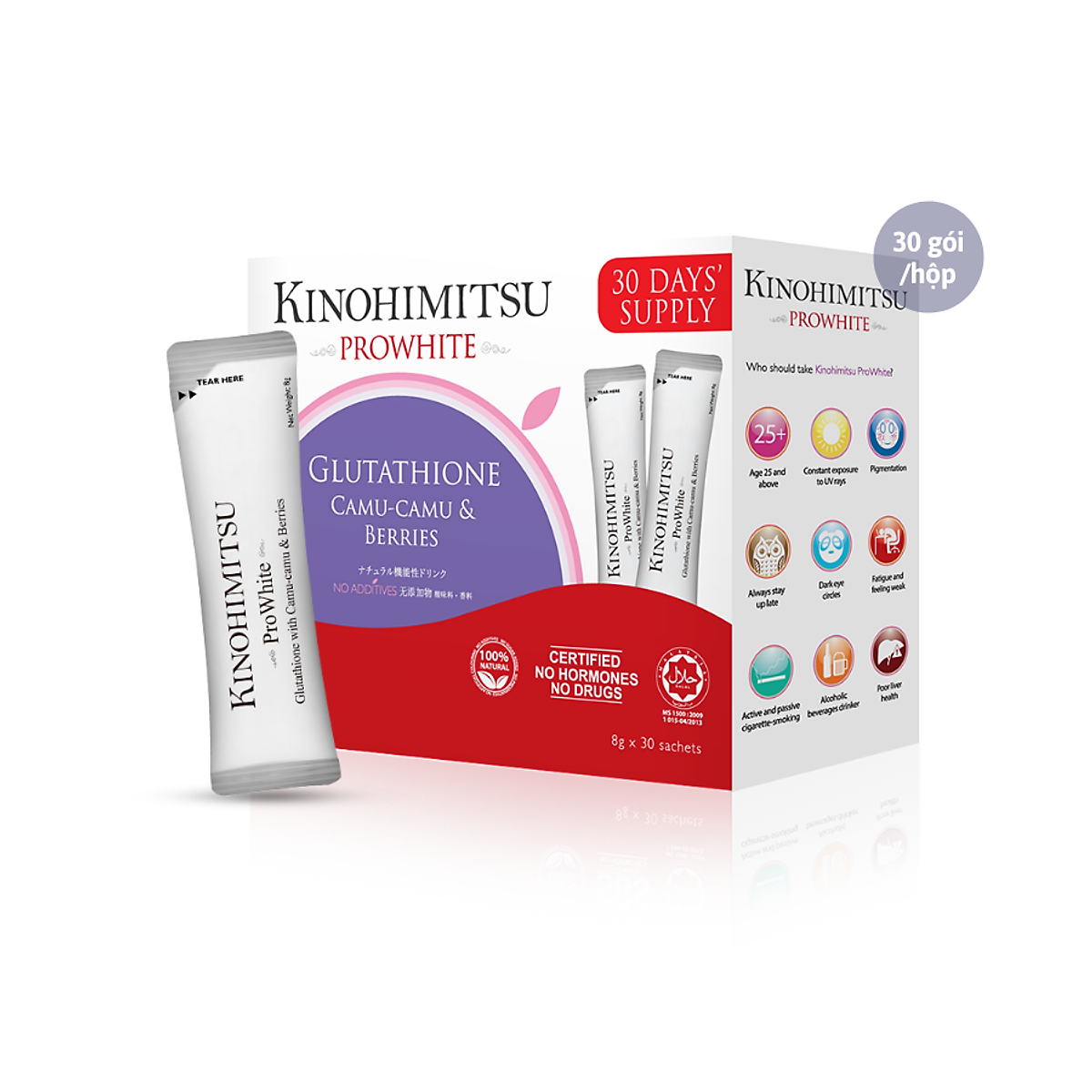 nước uống Giúp Trắng Da Và Gan Khoẻ Mạnh kinohimitsu Prowhite Hộp 30 gói  (8g/ gói) | Tiki