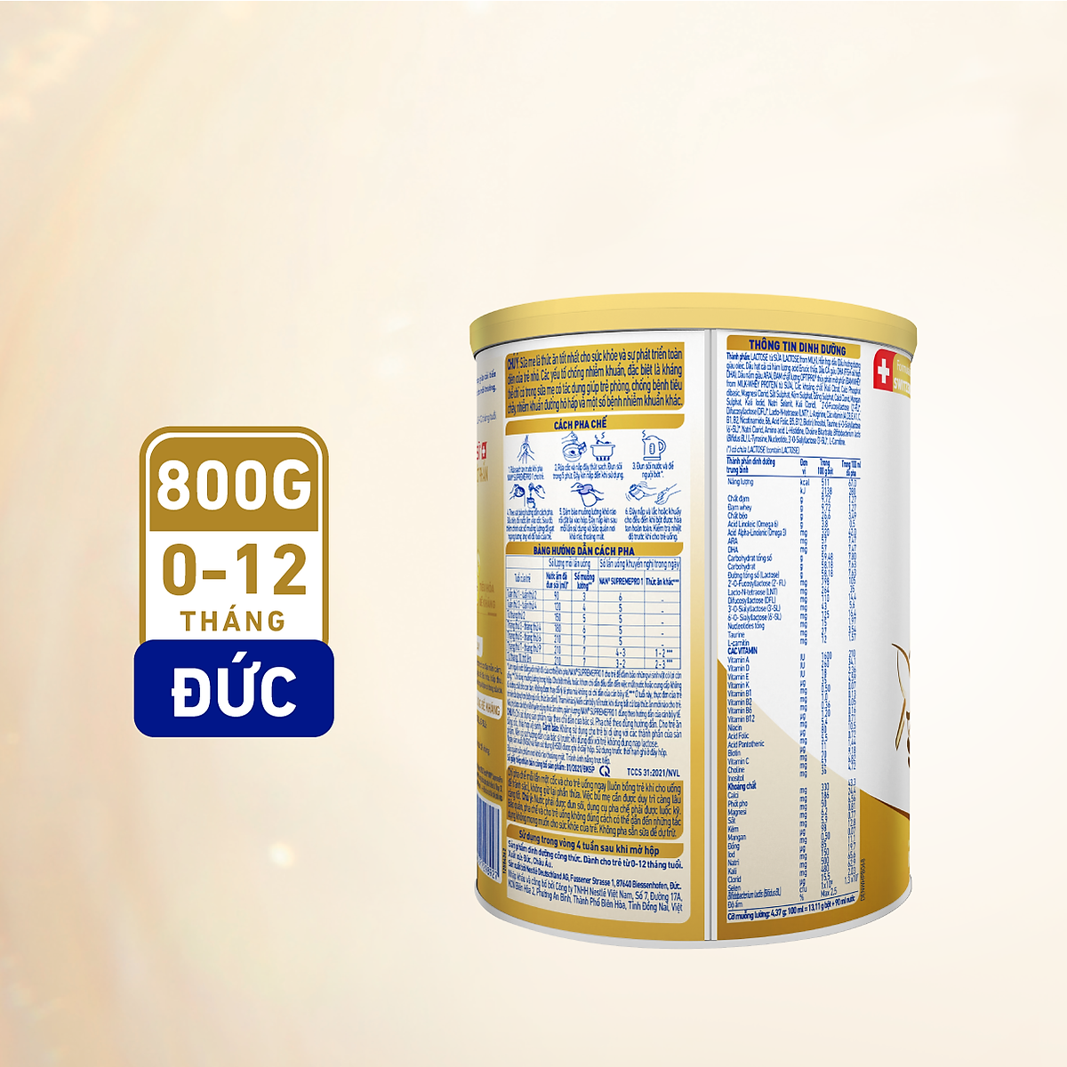 Sữa bột Nestlé NAN SUPREMEPRO 1 800g nhập khẩu Đức với 5HMO & đạm Gentle Optipro ( Dành cho trẻ từ 0 - 12 tháng tuổi)