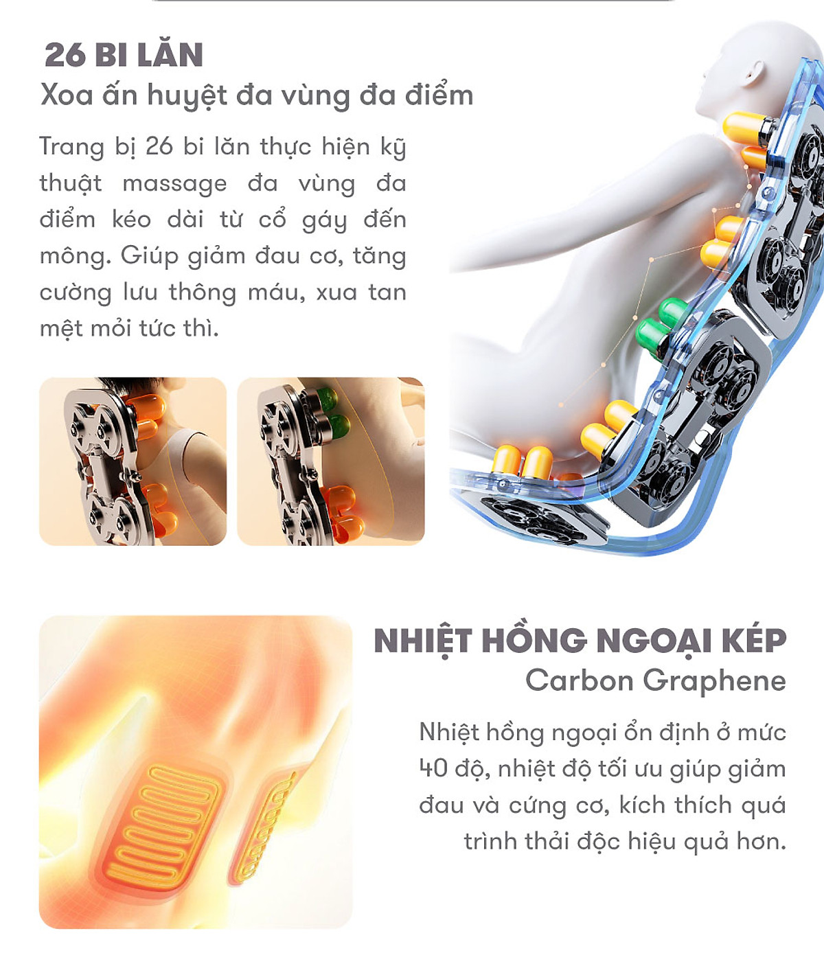 Ghế Massage Toàn Thân ELIP Galile, Điều khiển bằng giọng nói, massage nhiệt hồng ngoại