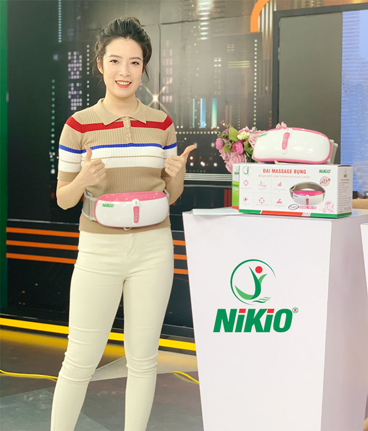 Đai (Máy) Massage Bụng Nikio NK-169AC - Công Nghệ Rung Lắc Kết Hợp Bi Độ Xoay 360 Dây Ấn Thế Hệ Mới, Mát Xa Thư Giãn, Làm Săn Chắc Cơ Bụng Nhanh - Vỏ Nhựa Bền Bĩ