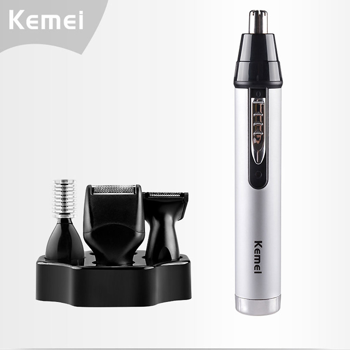 Máy Cạo Râu KM-6650 Đa Năng 4 Trong 1 Tích Hợp Pin 1400 mAh Công Suất 3W Kiêm Tông Đơ Cắt Tóc & Máy Tỉa Lông Mũi -HÀNG CHÍNH HÃNG