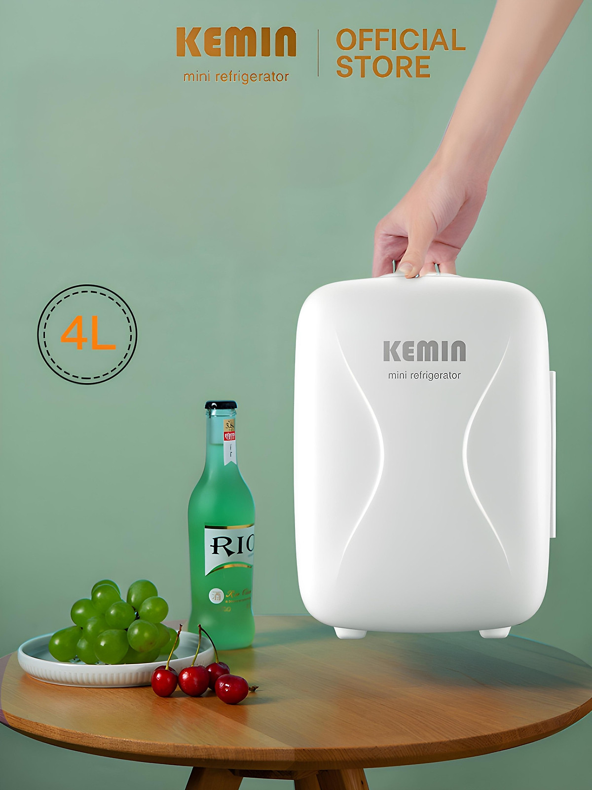 Tủ lạnh mini Kemin K4 Angry Bear Chính Hãng 4L - Dùng ở nhà và ô tô - Nóng lạnh 2 chiều
