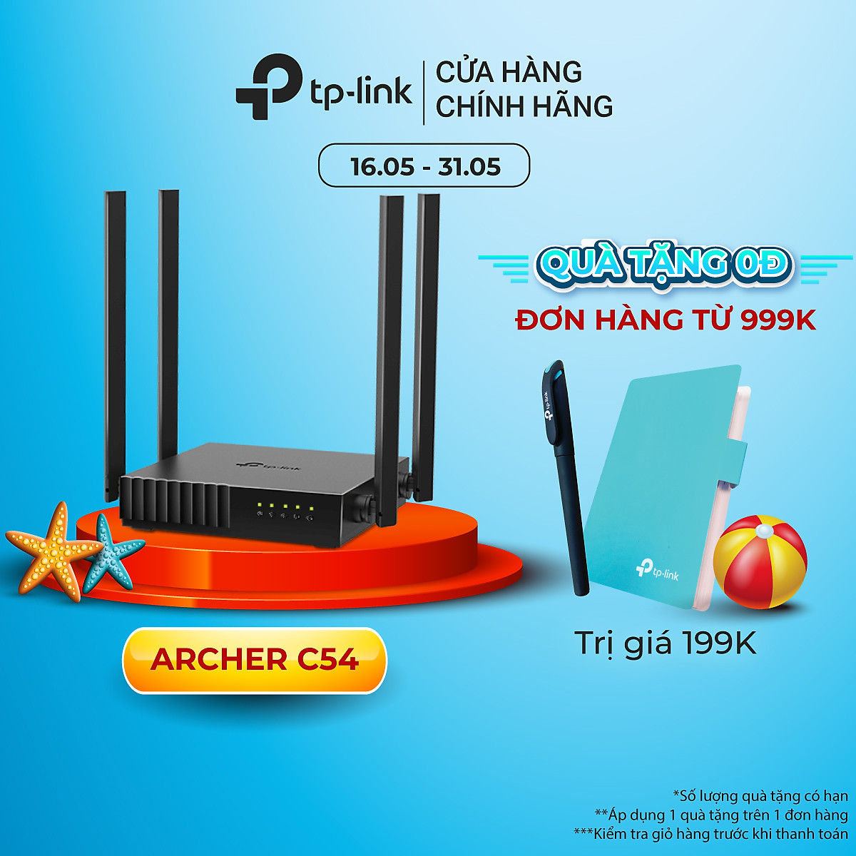 Bộ Phát Wifi TP-Link Archer C54 Băng Tần Kép Chuẩn AC1200 - Hàng Chính Hãng