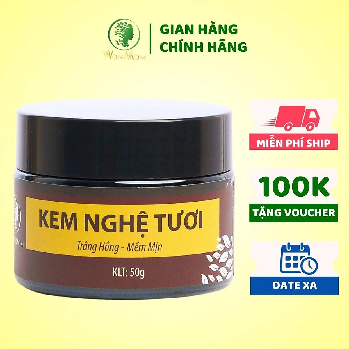 Kem nghệ tươi dưỡng da trắng mịn, sạch sạm nám Wonmom 50g
