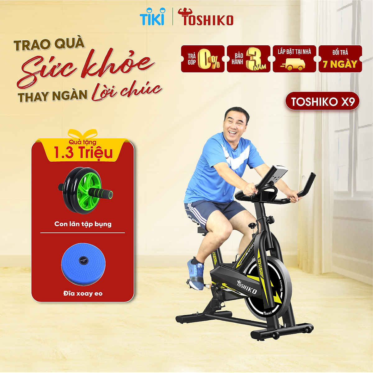 Xe đạp tập thể dục thể thao, gym, fitness tại nhà Toshiko X9 - giúp tăng cơ, giảm mỡ hiệu quả