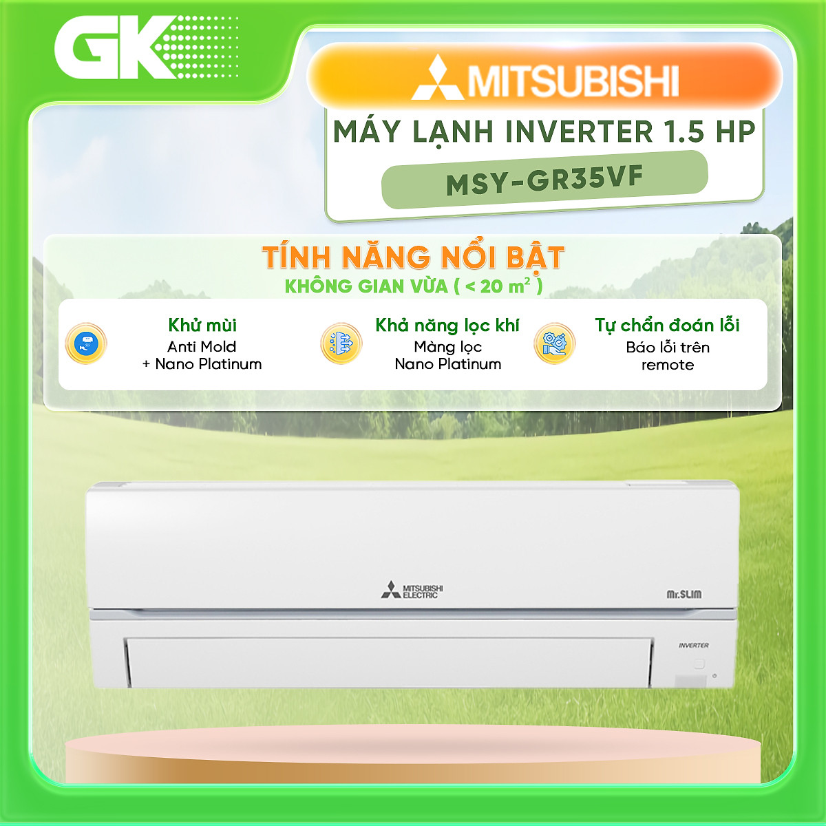 Máy Lạnh Mitsubishi Electric Inverter 1.5 HP MSY-GR35VF
