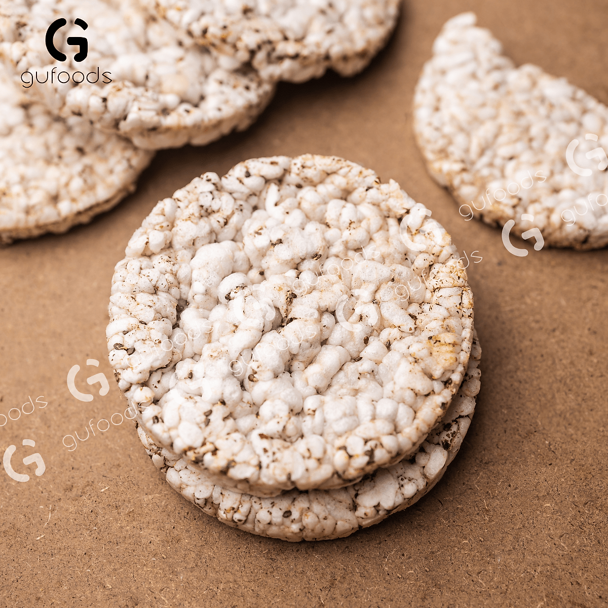 Bánh gạo lứt nguyên hạt ăn kiêng GUfoods (Gói 510g=54 bánh) - Không chiên dầu, Phù hợp Eat clean, Ăn vặt healthy, Thực dưỡng, Tập Gym, Giảm cân