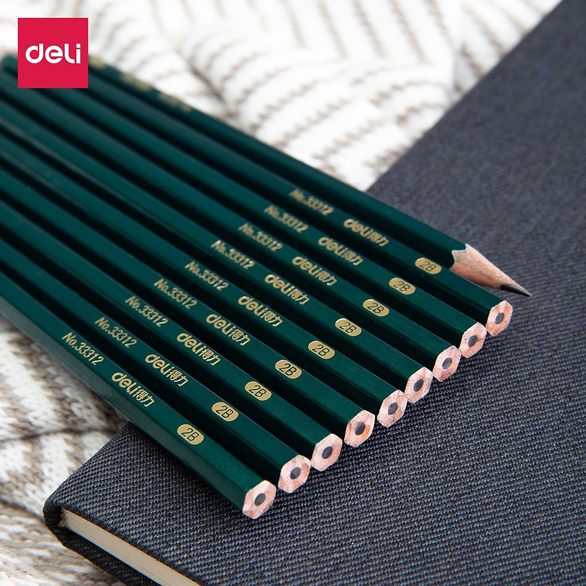 Bút chì lục giác Deli - bút chì gỗ - loại 2B/HB - 10 chiếc/hộp - 33158 / 33159