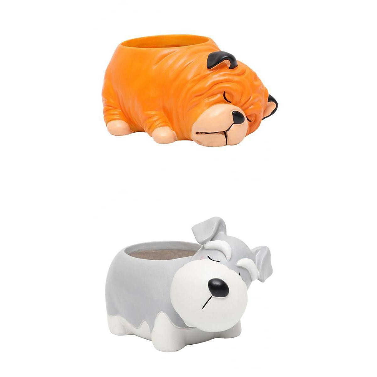 2PC Cute Dog Cartoon Home Decoration Succulent Pot Vase Shar Pei ...