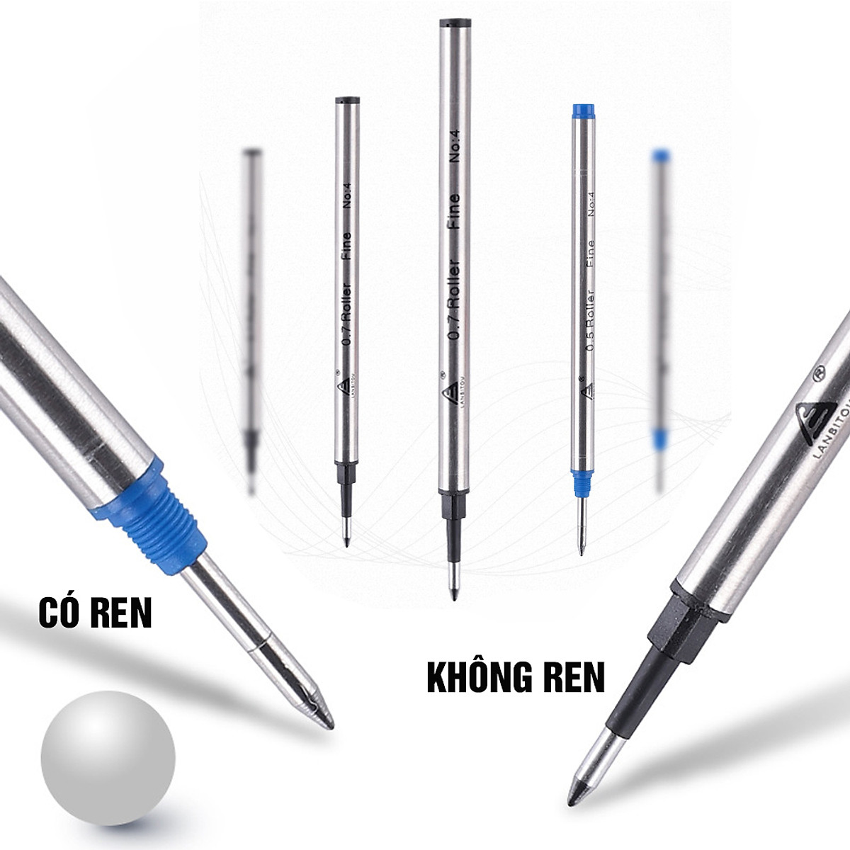 Ruột bút bi cây viết có ren xoáy cho các dòng bút Parker, Montblanc. Picasso, Lamy Minh House