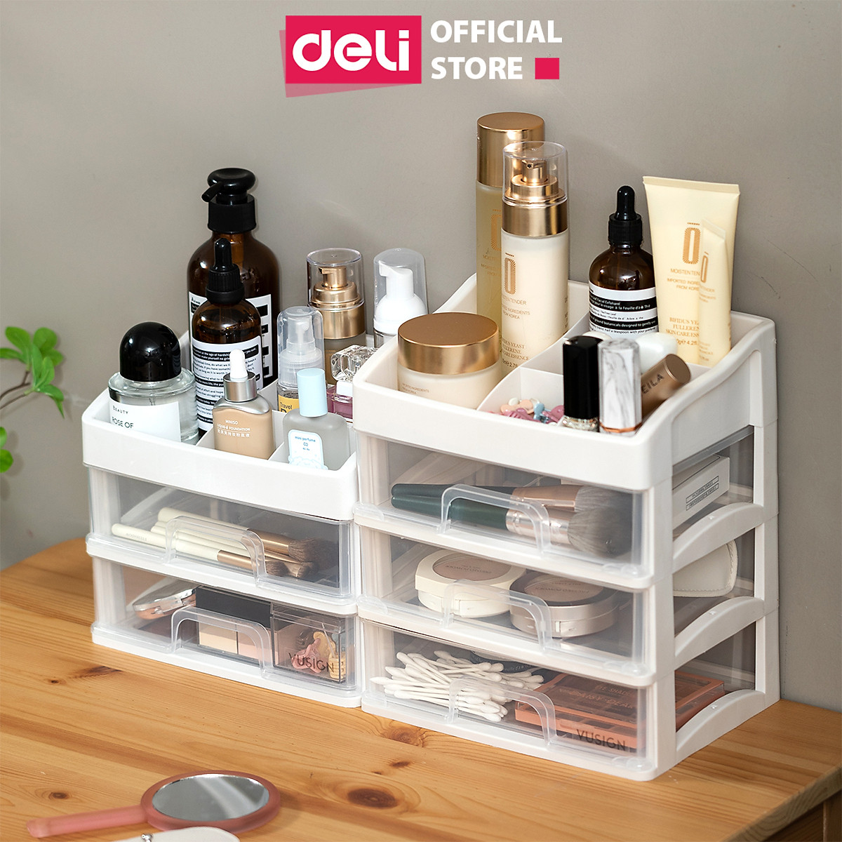Kệ Đựng Mỹ Phẩm Nhựa Nhiều Tầng Để Bàn Trong Suốt Có Thể Tháo Rời Deli - Kệ Đưng Đồ Trang Điểm Đồ Cá Nhân Nữ Trang Sức Hộp Lưu Trữ Văn Phòng Phẩm Decor Bàn Làm Việc Góc Học Tập - VS559 564
