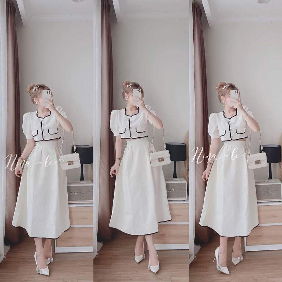 Chân váy xòe xốp phồng màu xám nhạt hotgirl  B4992