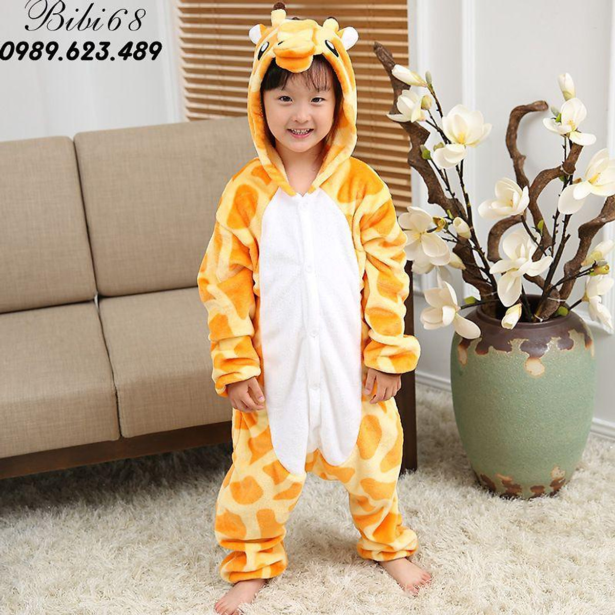 Bộ Đồ hình thú liền thân lông mịn Pijama dành Cho Người Lớn và Trẻ Em