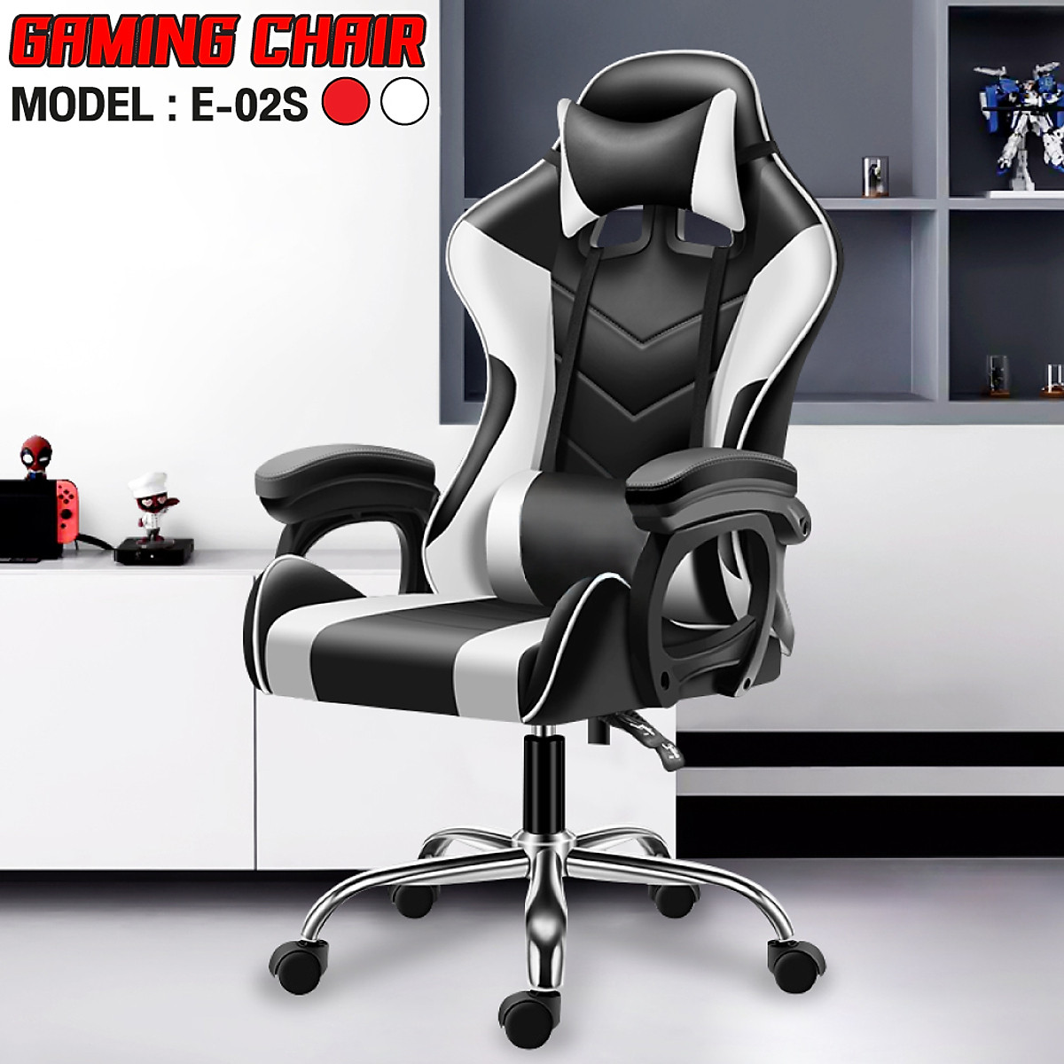 Ghế gaming cao cấp dành cho game thủ BG model mới E02-S WHITE (hàng nhập Ghế Gaming Cao Cấp Dành Cho Game Thủ Bg Model Mới E02-S White (Hàng Nhập