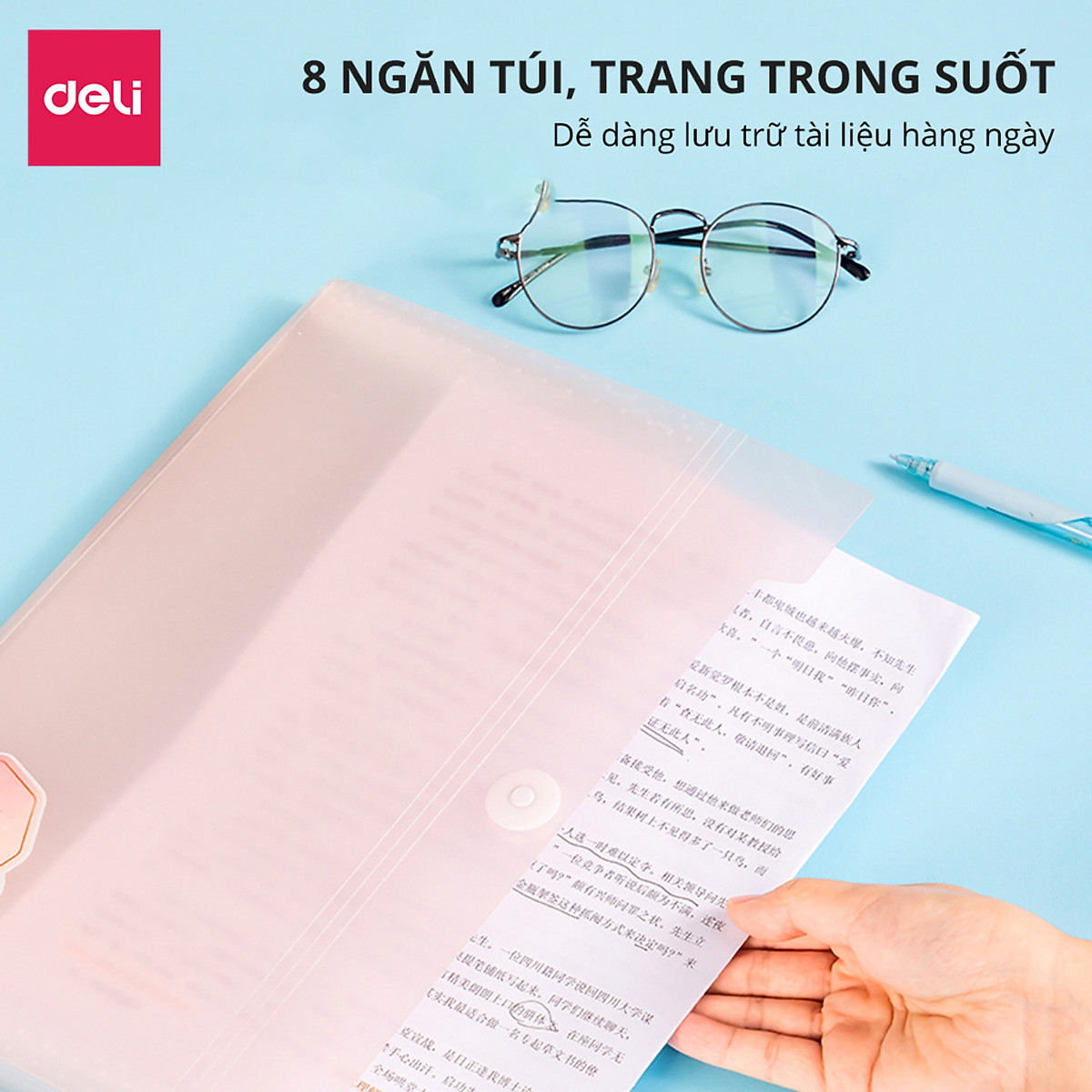 Cặp Túi Đựng Tài Liệu A4 Deli File Đựng Tài Liệu Hồ Sơ 8 Ngăn Túi Hồ Sơ Văn Phòng File Lưu Trữ Đa Năng Nhiều Màu Pastel