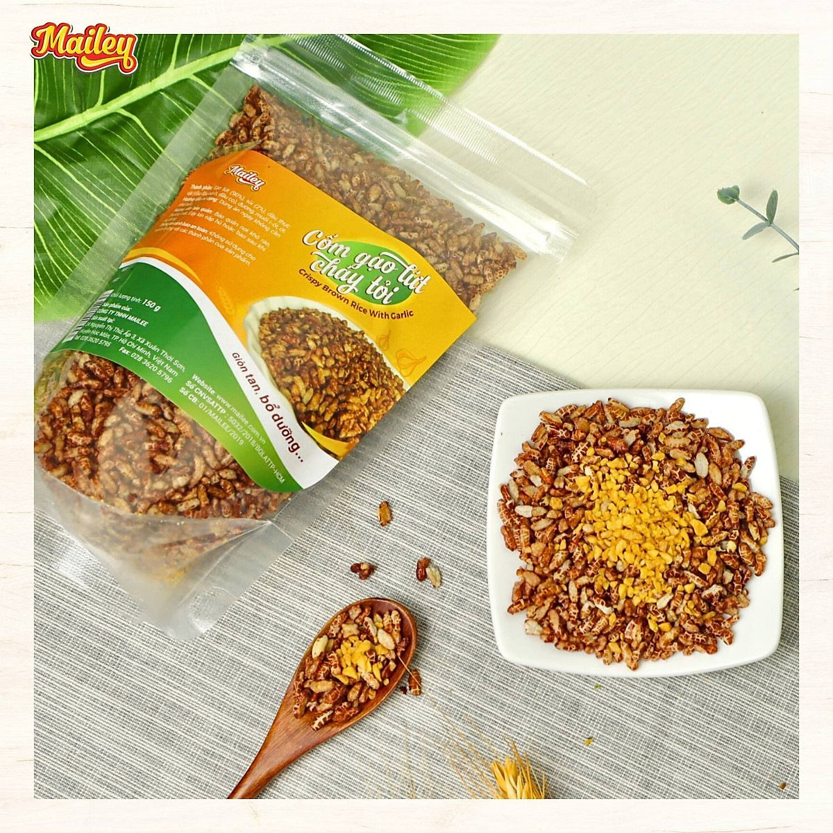 Gạo lứt giảm cân ăn liền Mailey Túi 150g - gạo lứt sấy rong biển/ cháy tỏi ăn kiêng healthy eat clean