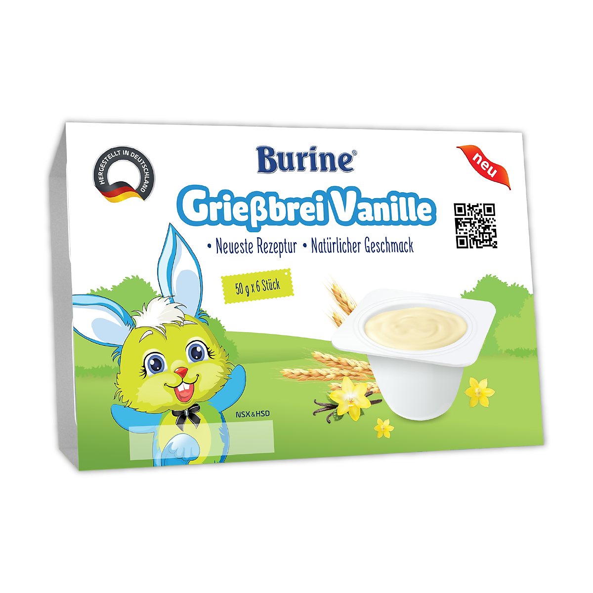 Cháo sữa ăn dặm Burine (HiPP) Vị Vani - Dành cho trẻ từ 6 tháng tuổi (vỉ 6 hũ x 50g)