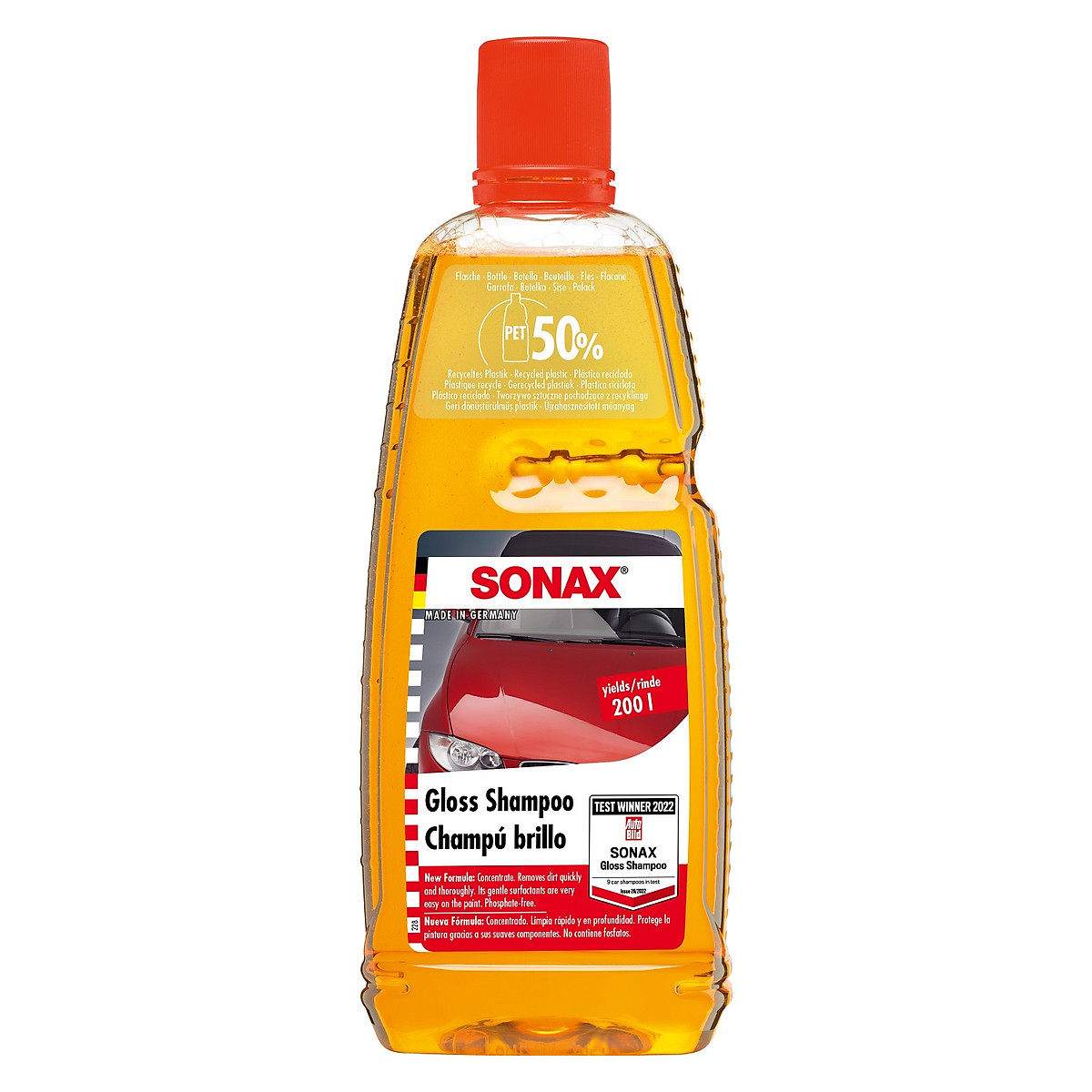 Xà bông rửa xe đậm đặc 1:200 siêu sạch bóng Sonax 314300 1lit - tặng 1 khăn 3M màu ngẫu nhiên - bảo vệ sơn xe, làm sạch nhanh toàn diện, an toàn cho da tay