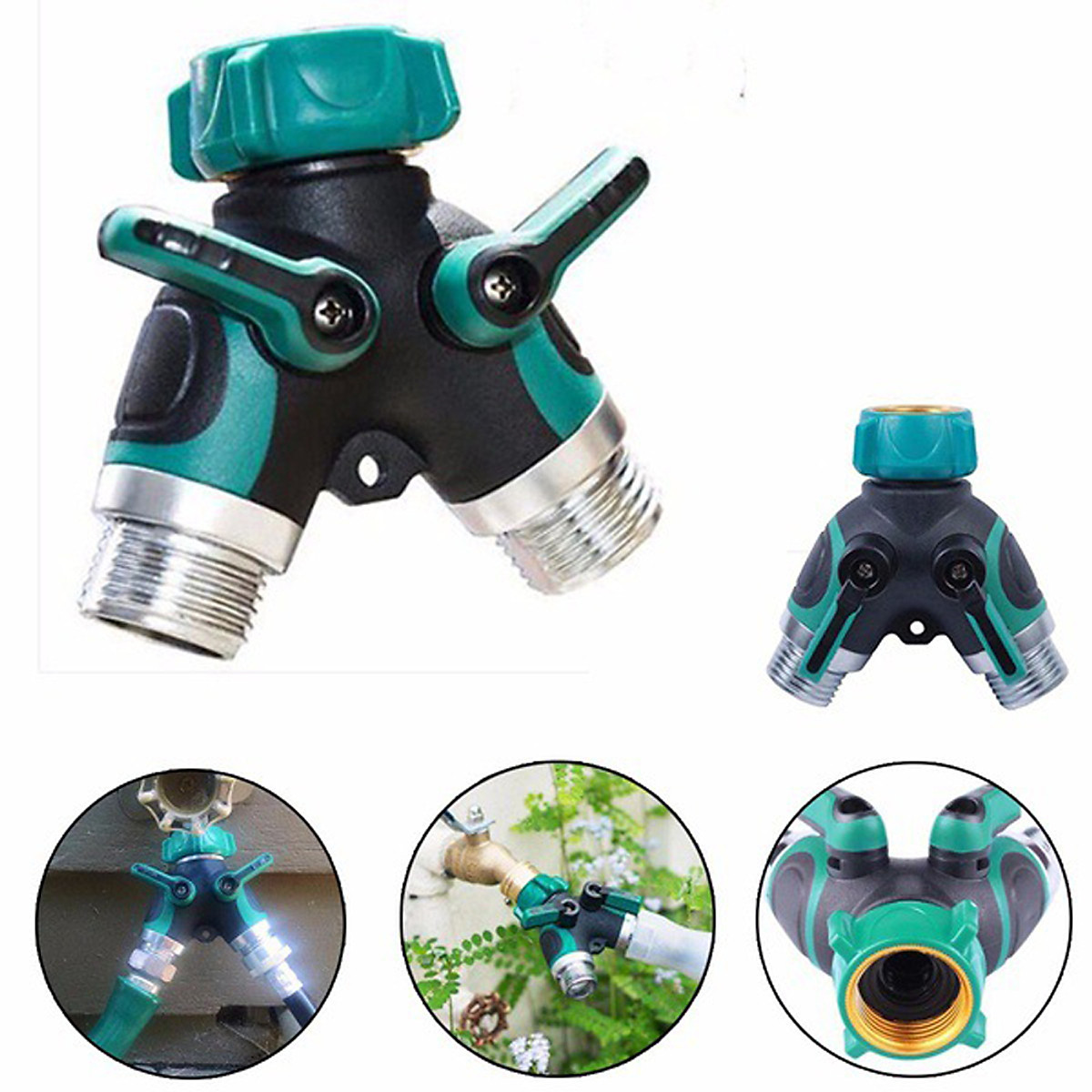 Van chia nước chia 2 chữ Y 2 đầu ra, 2 khóa van độc lập, phi 27mm ¾, đầu nối ống nước chia 2