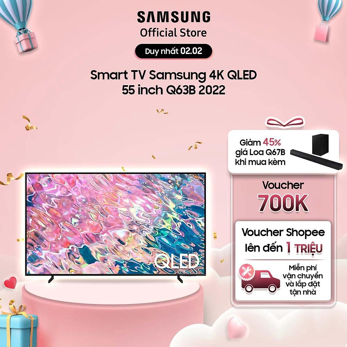 Mua Smart TV Samsung 4K QLED 55 inch Q63B 2022 - Hàng chính hãng | Tiki