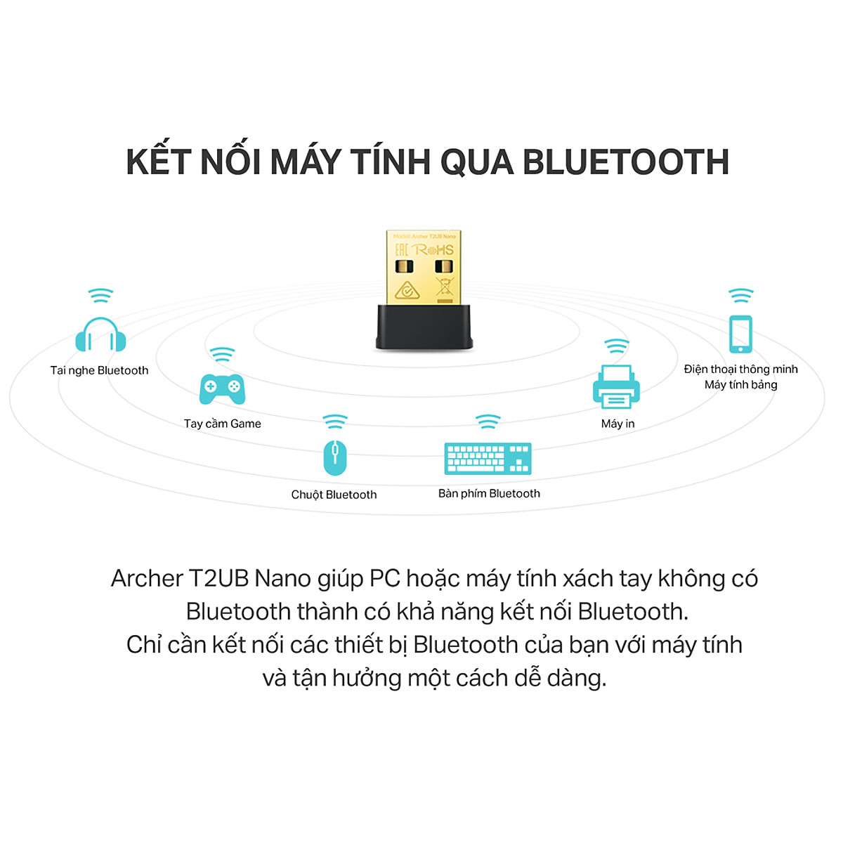 Bộ Chuyển Đổi USB Wifi Bluetooth TP-Link Archer T2UB Nano Chuẩn AC 600Mbps - Hàng Chính Hãng