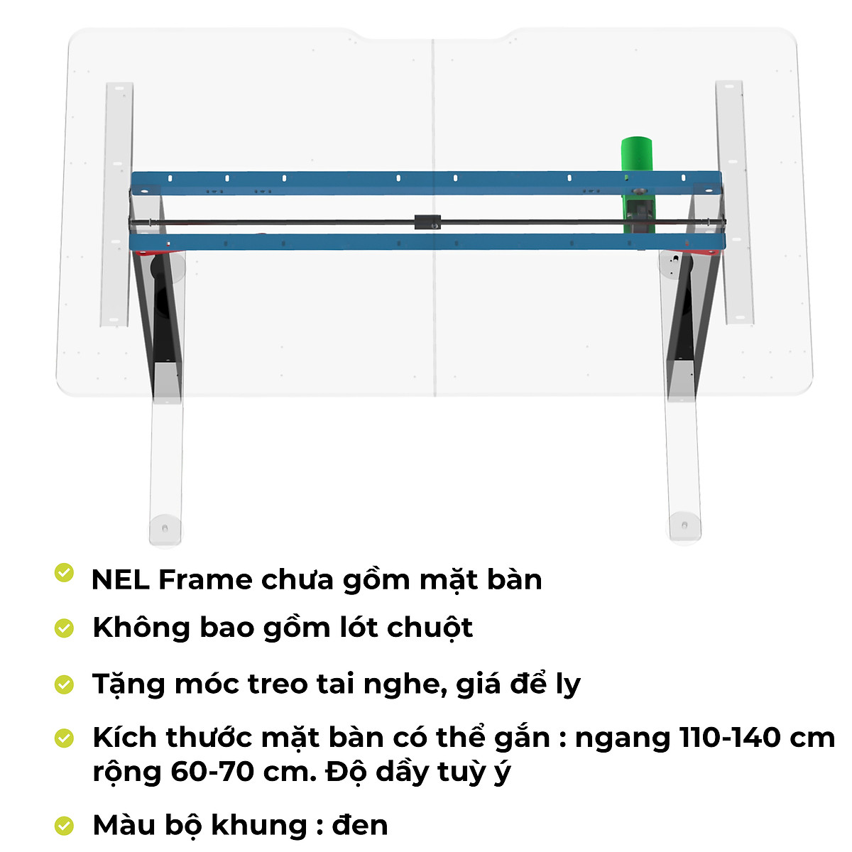 Bàn nâng hạ chiều cao 4 chân iCockpit 1880. Bàn tăng giảm 4 chân đầu tiên trên thị trường
