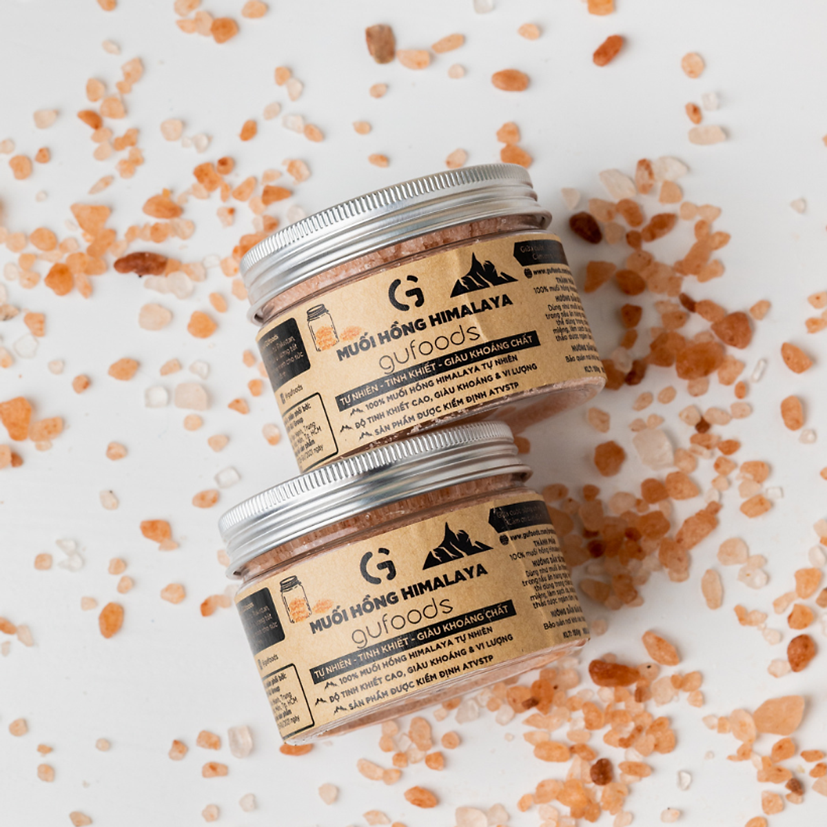 Muối hồng Himalaya GUfoods (dạng hạt mịn) - Tự nhiên, Giàu khoáng chất vi lượng, Không phụ gia, Không tinh chế