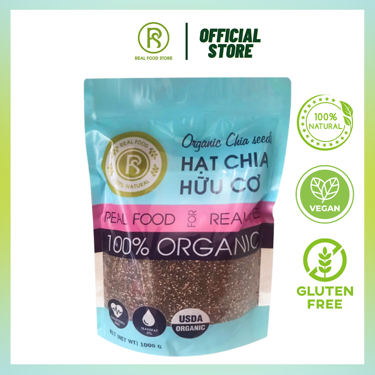 1KG Hạt Chia Đen Hữu Cơ Real Food (Black Chia Seed Organic)