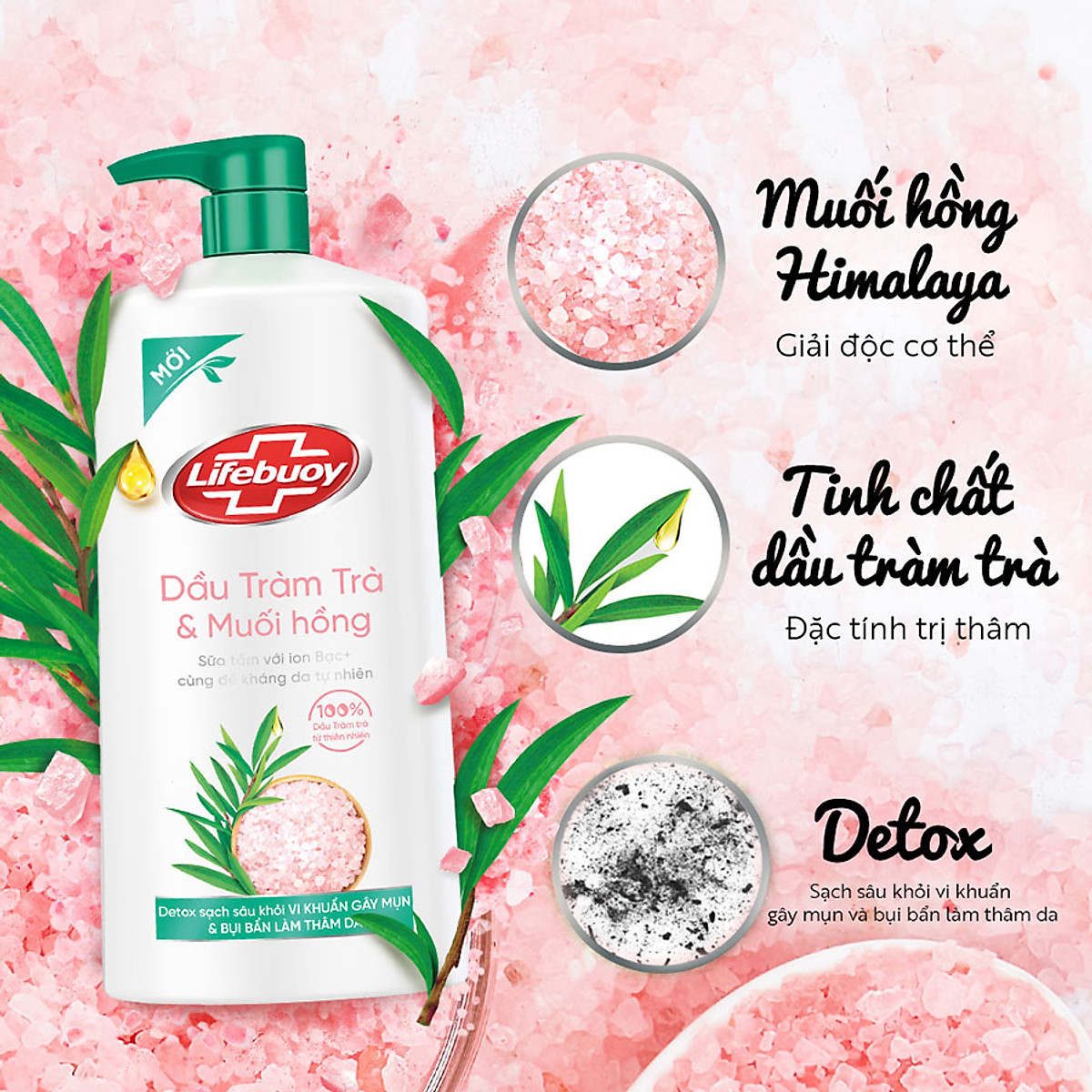 Mua Combo 2 Sữa tắm Lifebuoy Detox và Bảo vệ khỏi vi khuẩn : Matcha & Khổ  qua, Dầu Tràm trà & Muối hồng Chai 800G