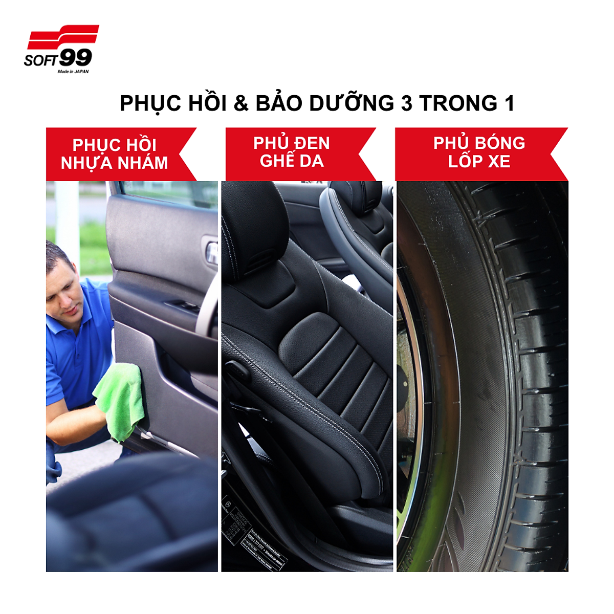 Chai xịt bảo dưỡng nhựa nhám, cao su, bề mặt da ô tô, xe máy G’zox Rubber Protect E-13 Soft99 480ml