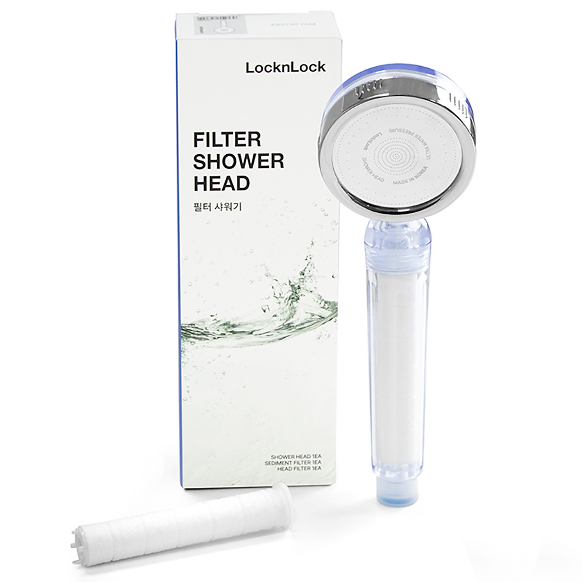 Bộ Phụ Kiện Đầu Vòi Sen Lọc Nước LocknLock 80mm CLR-KR LBW400 (Mạch nước nhip nhàng, giảm stress - Khử Clo)