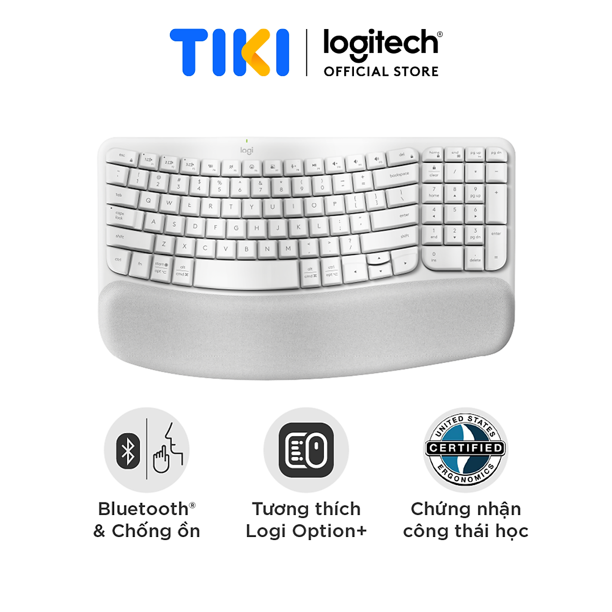 Bàn phím không dây Công thái học Logitech Wave Keys - Hàng chính hãng