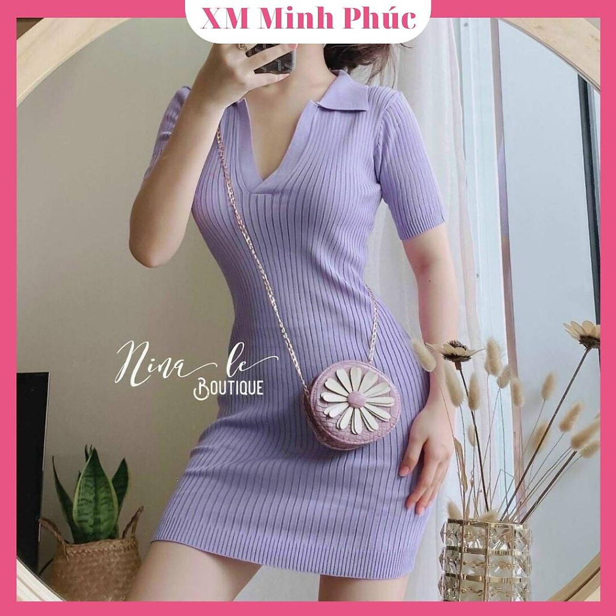 Mua Váy đầm ôm body thiết kế cổ sơ mi dự tiệc chất liệu thun gân ...