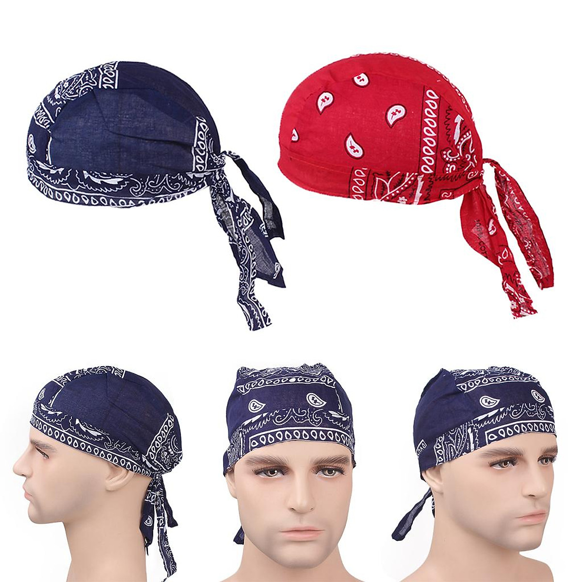 2pcs Mens Cotton Turban Chemo Cancer Cap Durag Hair Loss Head Scarf Hat 2pcs Mens Cotton Turban Chemo Cancer Cap Durag Hair Loss Head Scarf Hat