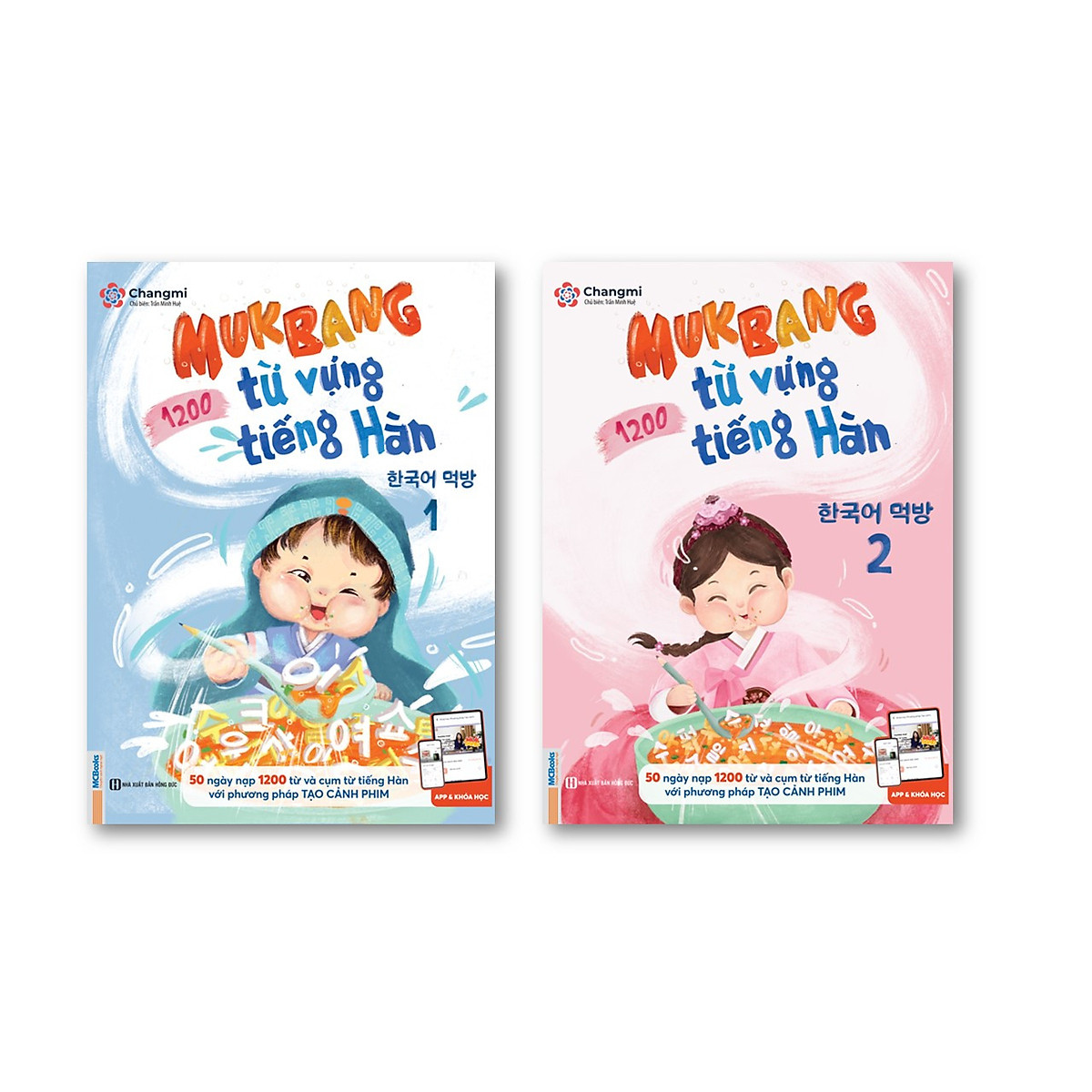 Bộ 2 cuốn sách Mukbang 1200 từ vựng tiếng Hàn tổng hợp – Nạp nhanh nhớ lâu 1200 từ vựng trong 50 ngày (bộ 2 cuốn sách )