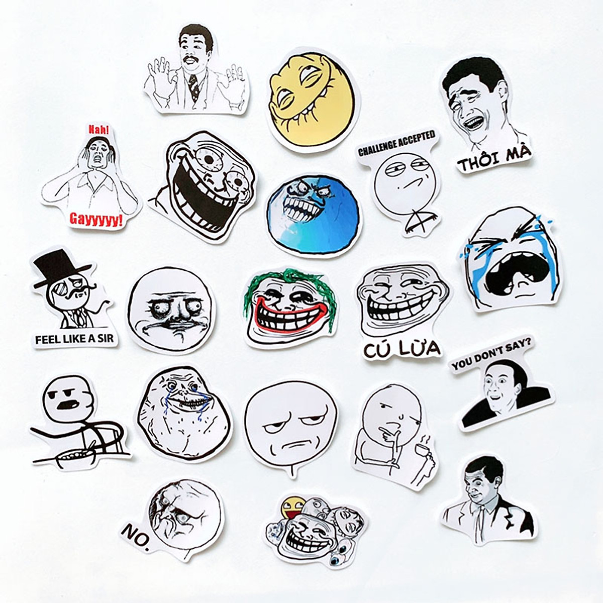 Bộ 20 Sticker Chủ Đề Troll Face Meme (2020) Hình Dán Chống Nước ...