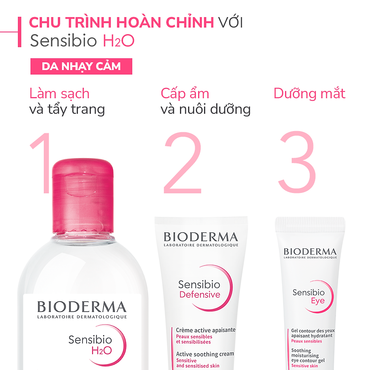 Dung dịch làm sạch và tẩy trang Micellar cho da thường và da nhạy cảm Bioderma Sensibio H2O