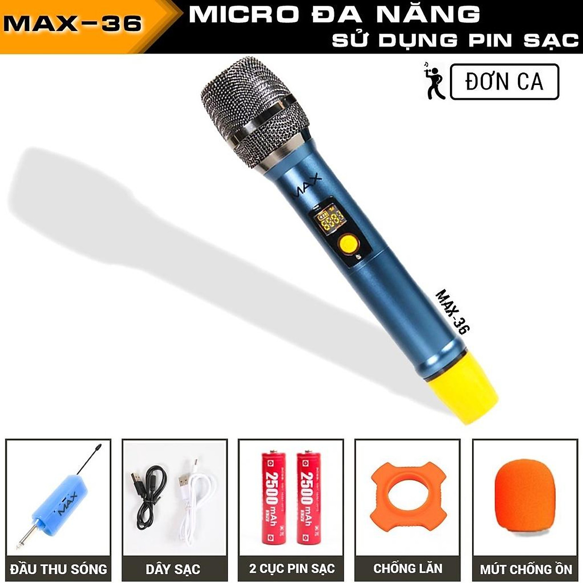 Micro không dây đa năng karaoke Max 56 Nâng cấp từ Max 39 Hút âm tốt